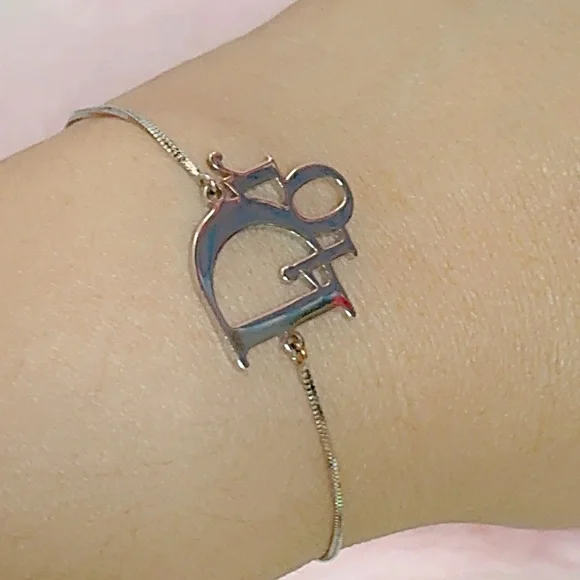Christian Dior Logo Silver Tone Bracelet